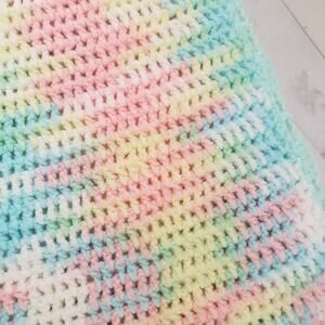 Crochet multi color baby crib blanket size 36×30 scalloped edge hand made